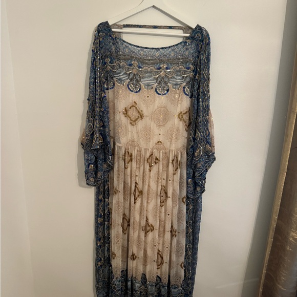Free People Beaded sequins silk kimono midi NWT - Picture 4 of 6